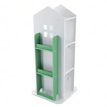 Bookcase 360° Rotating Bookshelf Multifunctional Bookcase Solid Wood 4 Tiers Home Design Corner Bookshelf For Kids Suitable For Living Room And Children's Library - 綠色 - 查看 3