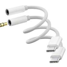 Gmobi USB C To 3.5mm Headphone And Charger Adapter, 2 In 1 Type C To Aux Audio Jack With Fast Charging Dongle For Headphone Earbud Compatible With IPhone 15 Pro Max Plus, Samsung Galaxy S22 S23 S24 Ultra, Note 20, IPad Pro Air - White - View 2