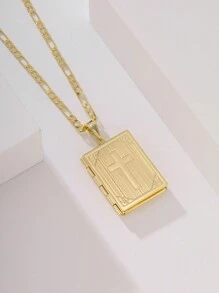 1入時尚簡約手繪聖母靈芝項鍊,適合送禮、情侶、朋友、日常穿著、節日、禱告