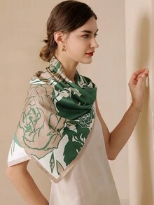 1 Chiếc 35 Inch Hai Dây Đầu Khăn Choàng Nữ Khăn Vuông Lớn Xa Hoa Mềm Mại Với Thời Trang In Hình Khăn Hijab - Nhiều màu - Xem 5