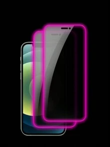 2pcs Purple Air Cushion Tempered Glass Screen Protector, Glow In The Dark, Anti-Peeping, Anti-Sweat, Shatterproof, Anti-Theft, Compatible With IPhone11/12/13/14/15/16/16Plus/16Pro/16Promax/16e/17/17 Air/17 Pro/17 Pro Max - Purple - View 10