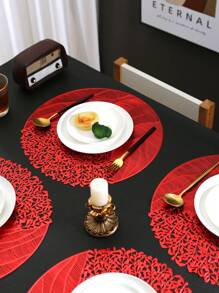 1/4/6 餐垫 PVC 餐垫适用于厨房餐桌室内/户外可洗耐热餐垫可擦拭餐桌垫适用于露营、节日、婚礼、派对 - 紅色 - 查看 2