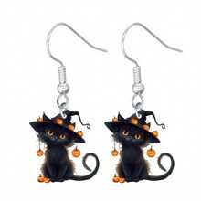 万圣节主题亚克力吊坠耳环套装 - 可爱幽灵派对系列，秋季耳环包括可爱幽灵、南瓜、猫、骷髅和彩色油画幽灵不锈钢耳环重量轻，适合派对佩戴，为朋友赠送万圣节礼物 - 多色 - 查看 13