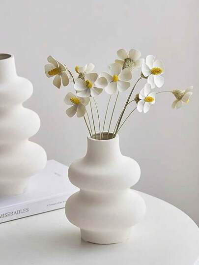 1pc Ceramic Vase, Round Moderne Dried Flower Pampas Boho Home Centerpiece Wedding Dinner Tafel Living Room Office Bedroom, Ho warming (Please Check Size In mation Be Purchasing) Glass Vase view 7