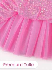 Falda mini decorativa para niña joven con malla brillante y decoración con lentejuelas