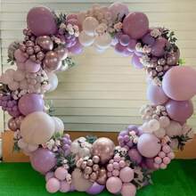 135pcs 5/10/18 Inch Purple Metallic Latex Balloons, Suitable For Birthday, Wedding, Engagement, Halloween, Christmas Events & Party Decoration,Christmas