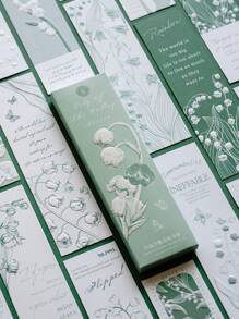 20入組山谷百合書籤套裝浮雕花紙便箋書頁標記書獨特閱讀禮物