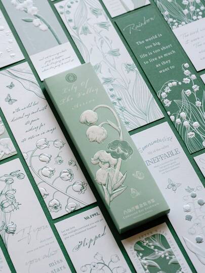 20pcs Lily Of The Valley Bookmark Set Relief Flower Paper Memo Page Marker For Books Unique Reading Gift Back To School