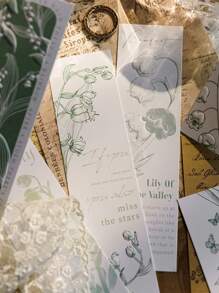 20入組山谷百合書籤套裝浮雕花紙便箋書頁標記書獨特閱讀禮物