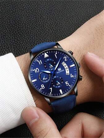 SHAARMS Men Triple Dial Date Quartz Watch As A Gift For Students Returning To School