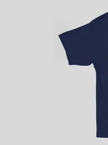 Men's Streetlife Oversized T-Shirt Santa Print Wide Sleeve Casual - 藏蓝色 - 查看 4