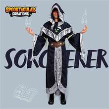 SYNCFUN Mystical Dark Sorcerer Medieval Warlock Glow Arm Strings Halloween Costumes For Men