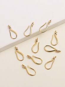 10 件铜镀金方晶锆石圆环 DIY 耳环配件 - 金黃色 - 查看 1