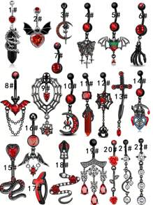 1 pièce Anneau de nombril décoratif en forme de chauve-souris avec pierres strass, araignée en web et crâne pour l'Halloween, pour femmes, bijoux de corps de nombril
