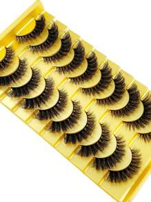 10对5D水貂毛假睫毛，交叉浓密自然款假睫毛条 - 黑色 - 查看 4