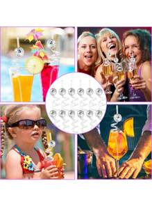 1/5/10/20pcs Reusable Plastic Disco Ball Straws, Suitable For Weddings, Parties, Birthdays Gifts,Kitchen,Christmas Gift