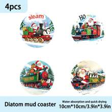 1 bộ/4 cái/6 cái Bộ đế lót ly bùn hình tàu hỏa và chim cánh cụt - Đế lót ly cốc, đế lót ly cà phê - Lý tưởng để trang trí nhà cửa và nhà hàng, Quà tặng sinh nhật hoặc ngày lễ đẹp mắt, Trang trí bàn, Đồ nội thất gia đình, Trang trí lễ hội, Trang trí phòng, Trang trí nhà cửa, Trang trí tiệc theo chủ đề, Trang trí Giáng sinh - Nhiều màu - Xem 7