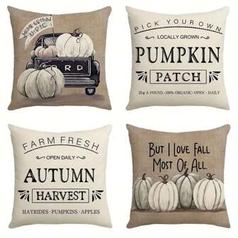 1pc Autumn Pillowcases, Autumn Pumpkin Throw Pillowcases Autumn Harvest Farmhouse Decor Pillowcases
