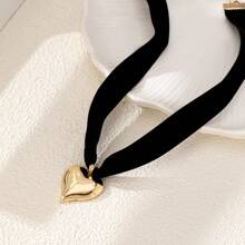 1 chiếc vòng cổ choker hình trái tim sang trọng tối giản mới dành cho ngày lễ tình nhân, mẹ, mẹ, ngày của mẹ, quà tặng - màu đen - Xem 5