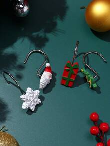 12 Móc treo rèm tắm Giáng sinh 4 thiết kế Móc treo rèm trang trí Giáng sinh Ông già Noel Cây thông Noel Bông tuyết Người tuyết Quà tặng Vòng treo rèm cho phòng tắm Vật dụng trang trí ngày lễ Trang trí phòng tắm gia đình Mùa hè - Nhiều màu - Xem 6