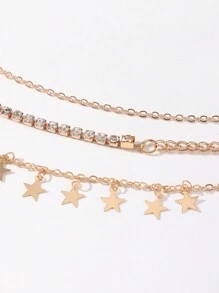 3pcs/Set Bohemian Style Metal Star Pendant Rhinestone Decor Sexy Waist Chain Set - Star - View 3