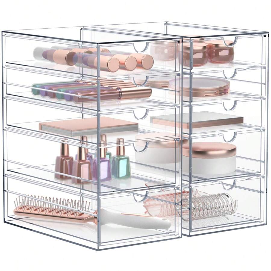 Sorbus 10 Drawers Acrylic Organizer For Makeup, Organization And Storage, Art Supplies, Jewelry, Stationary - 2 Pcs Clear Stackable Storage Drawers - 無色 - 查看 1