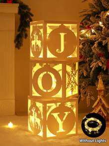 3 件 27 厘米圣诞装饰品透明镂空欢乐盒欢乐积木装饰品适用于节日派对装饰、家居装饰、壁炉装饰、圣诞节 - 白色 - 查看 4