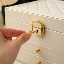 High Quality 3 Layers Storage Leather Jewelry Necklace Jewelry Box - trắng - Xem 4