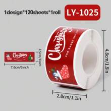 120 件彩色方形圣诞英文涂鸦防水贴纸/胶带，表扬奖励感谢标签贴纸，用于包装用品，圆形卷包装密封贴纸，剪贴簿邮票/贴纸，动漫海报，节日装饰，创意手工贴花，时尚爱心贴纸，适用于礼物手机笔记本电脑笔记本手表垫滑板冰箱 - 彩色 - 查看 14