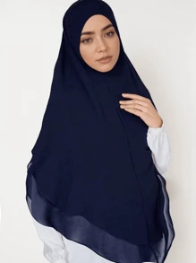 1pc Double-Layered Chiffon Instant Hijab - Multicolor - View 7