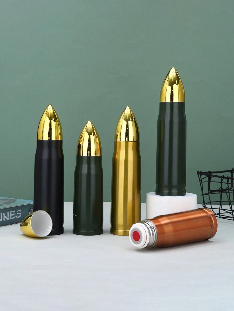 1pc Stainless Steel Bullet-Shaped Vacuum Insulated Water Bottle, Gift Cup For Outdoor Sports - Multicolor - View 1