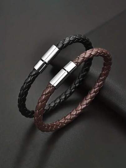2pcs Men's Vintage Braided Bracelets, Gift For Family, Friends, Boyfriend On Holidays, Birthdays