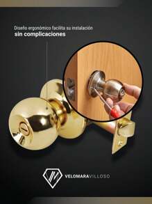 Cerradura Chapa Perilla Puerta Baño Pomo Laton Brillante Dorado Accesorios Hogar Casa - Amarillo - Ver 7
