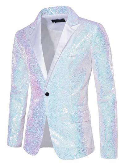 男士亮片西装外套，夜店装扮，主持仪式，摄影棚表演服