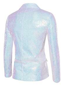 男士亮片西装外套，夜店装扮，主持仪式，摄影棚表演服 - 白色 - 查看 2