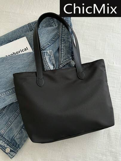 Bolso de hombro grande de unicolor y estilo sencillo, adecuado para compras, carteras, mujeres jóvenes, estudiantes universitarios, recién llegados y trabajadores de oficina. Muy apropiado para oficinas, universidades, trabajo, negocios, desplazamientos, actividades al aire libre, viajes y salidas.