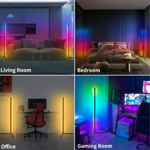 1pc Smart RGB LED Corner Lamp, App And Remote Control, 16 Million Colors And Music Sync, Standing Floor Lamp, Suitable For Living Room, Bedroom And Game Room - Black - View 7