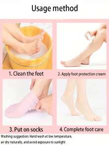 1/2 Pairs Silicone Foot Care Socks, For Dry Cracked Heels And Softening Rough Skin, Unisex Foot Care Tool, Suitable For Pedicure, Home Foot Care, High Elasticity Compression Socks, Suitable For Pairing With Massage And Moisturizing Foot Gel - Multicolor - View 11