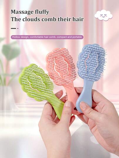 1pc Home Use Fluffy Hair Pick Comb, Portable Mini Cloud Shaped Massage Styling Fanning Brush For Straight Hair, Cute Compact Travel Hair Brush Suitable For Long Short Hair Styling Tool, Back To School, Travel Holiday Essentials, Hair Accessories For Women, Brush, Detangling Brush, Ball Brush, Mini Hair Brush Set, Wooden Comb, Hair Brushes, Curly Hair Brush, Hairdressing Equipment, Hair Brush, Brush Hair Brush Set, Comb Hair, Comb For Curls, Detangling Brush, Hair Brush For Women, Barber, Barber Accessories, Barbershop, Hairdressing Equipment