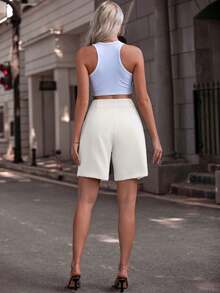 ADD MODA FEMININA EIRELI- Y244 Women's Tailored Shorts, High Waist, Formal, Modern, Elegant, Casual, National Shipping Popup Pernanbuco Shein 8.8 - 白色 - 查看 2