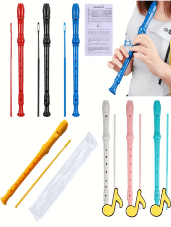 Flauta larga de ABS pulido de 8 orificios con alta afinación - Instrumento musical alemán de alta afinación fácil de tocar, adecuado para principiantes y estudiantes - Incluye varilla de limpieza, perfecto para práctica y actuación