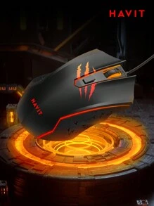 Ratón gamer con iluminación RGB HAVIT MS1027, con DPI ajustable en 4 niveles hasta 3600DPI - Negro - Ver 1