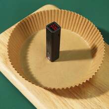 50 piezas/paquete Papel pergamino reutilizable con revestimiento de silicona para freidora de aire, resistente al calor, tapete para hornear - Amarillo - Ver 7