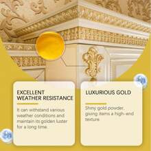 Weather-Resistant Water-Based Gold 1pce Metallic Paint Weather-Resistant Water-Based Gold For Decorative Roman Columns Outdoor Gold Foil Paint - Multicolor - View 3