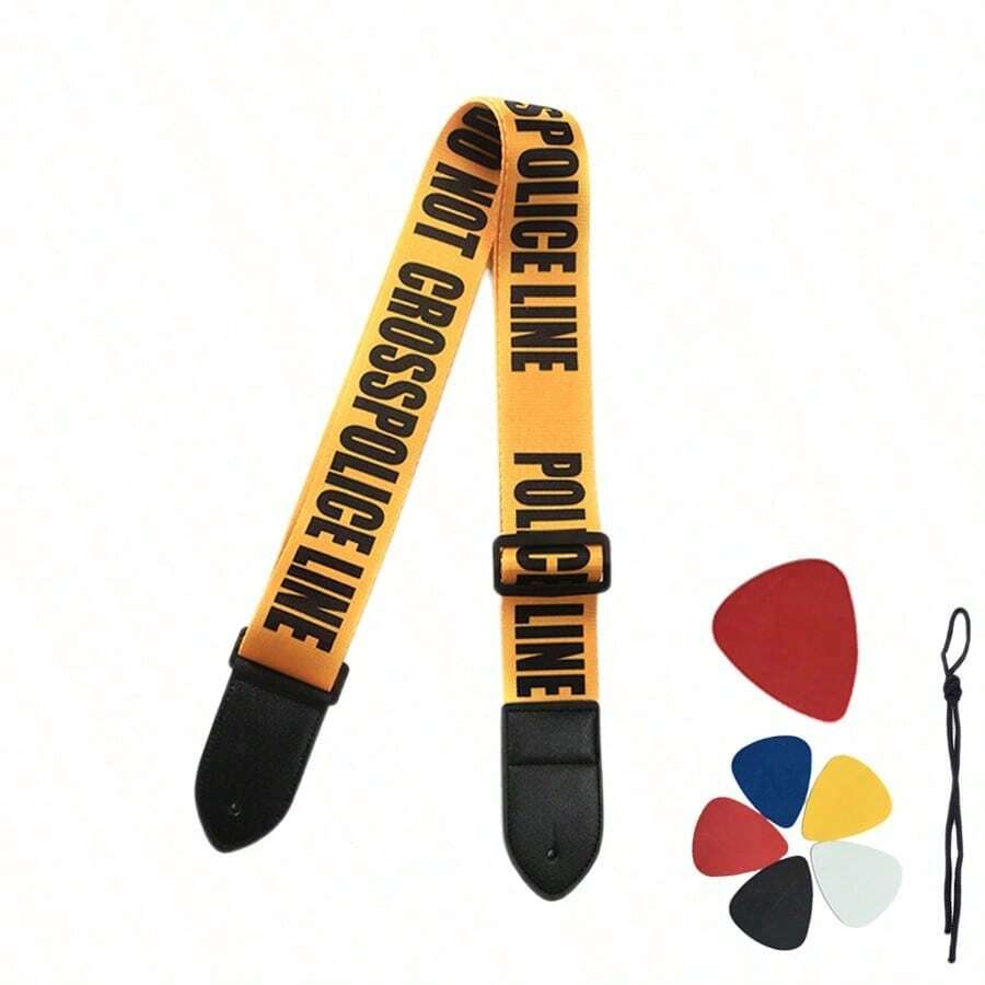 Tali Strap Para Guitarra Y Bajo Electrica Piel Con 6 Paletas, Correa de guitarra ajustable para guitarra eléctrica y acústica Guitarra Acústica Balada, Bajo, Guitarra Eléctrica, Ukulele,extremos dobles de piel, tela clásico - Amarillo - Ver 1