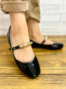 Soft Comfort Dolls Slippers With Half Moon Decoration - From 33 To 44 / Special Sizes - 黑色 - 查看 1