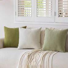 1pc Chenille Solid Color Simple Decorative Throw Pillow Cover Home Decor Sofa Cushion - Multicolor - View 1