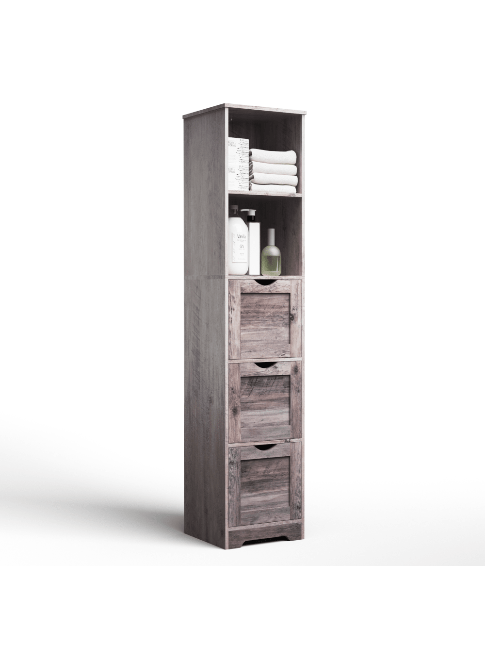 Tall Narrow Bathroom Storage Cabinet With 3 Drawers And 2 Shelves, Free Standing Kitchen Pantry Organizer With Open Compartment, Water-Resistant Finish