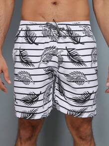 Tactel Shorts Thick Men's Mauricinho Adult Surf Beach Pool Quick Dry Gym Bermuda Summer - Đen và trắng - Xem 2