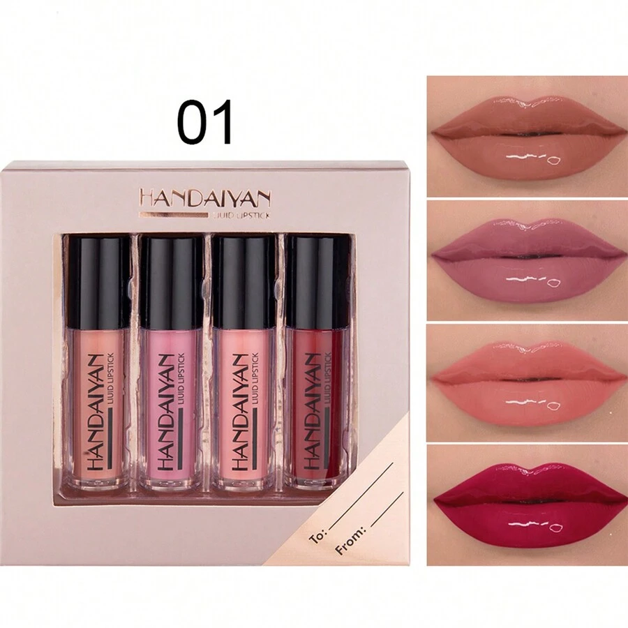 Juego De Brillo De Labios De Espejo Antiadherente De 4piezas - A - Ver 1